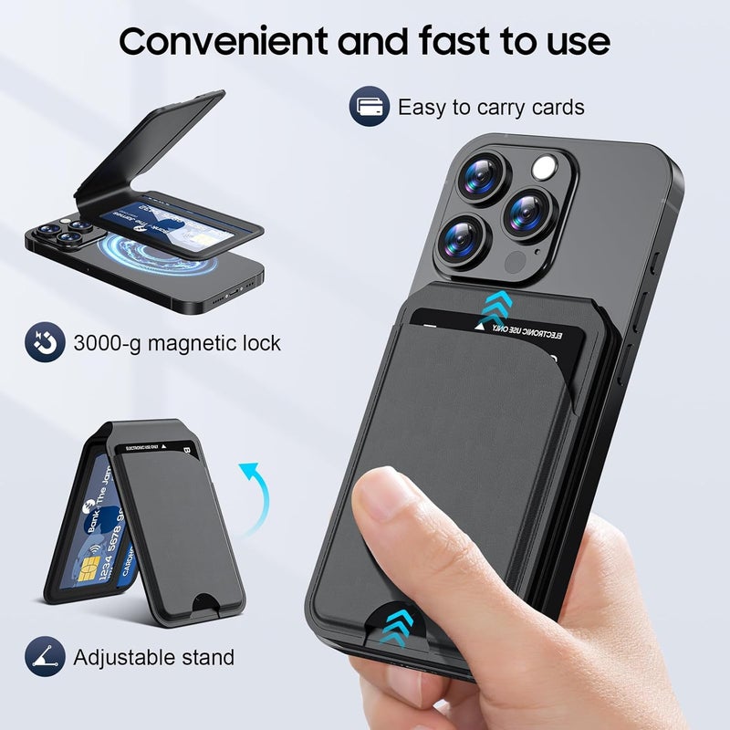 Frapkom for MagSafe Wallet, Powerful Magnetic Wallet for iPhone, Adjustable Leather Magnetic Card Holder for iPhone 17/16/15/14/13/12 Series, Card Slot, ID Window, RFID Blocking（black） - Image 3
